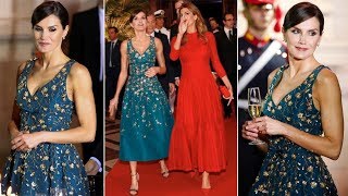 Queen Letizia Stuns in Carolina Herrera Embroidered Silk Cocktail Dress for Buenos Aires Gala Dinner [upl. by Flint]