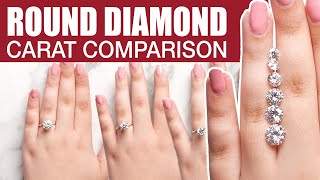 Round Diamond Size Comparison on Hand carat 1 2 3 05 ct 075 15 07 06 Natural amp Lab Diamonds [upl. by Attekahs326]