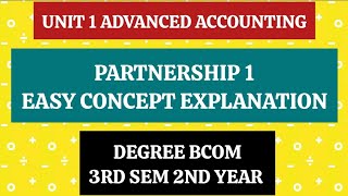 Partnership 1  Easy concept ExplanationAdvanced Accounting Degree Bcom 3rd sem 2nd year HLA [upl. by Eniamej289]