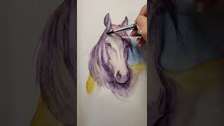 Horse Portrait Derwent Inktense pencils transform from sketch to painting So delightful [upl. by Nilyad]