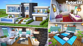 Minecraft Modern House 44 Interior Tutorial  How to Build  💡Material List in Description [upl. by Aiekal]