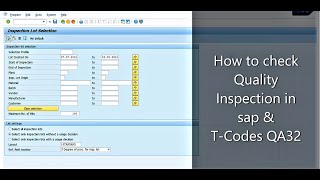 How to check Quality inspection stock in SAP  How to check Quality stock in SAP  TCodes QA32 [upl. by Alled]