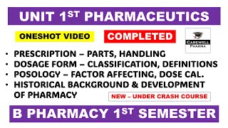 Unit 1 Pharmaceutics 1 sem  Complete  Pharmaceutics 1 b pharmacy 1st semester  Carewell Pharma [upl. by Chatterjee]