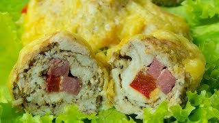 Roulade de poulet au jambon et poivron  une recette délicieuse sans égal  ǀ SavoureuxTV [upl. by Pall]