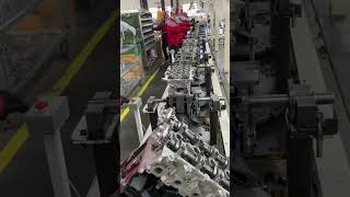 Auto engine production line using filler gauge measuring valve clearance car engine factory [upl. by Ahsilac]