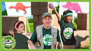 Dinosaur Box Fort Challenge TRex Ranch Dinosaurs for Kids with Fun Nerf Games amp Outdoor Activities [upl. by Jovitah]