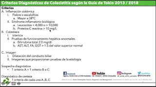 CRITERIOS DIAGNOSTICOS DE COLECISTITIS AGUDA SEGUN LA GUIA DE TOKIO 2013 2018 [upl. by Scottie]