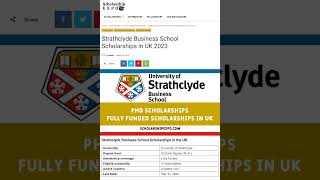 Strathclyde Business School Scholarships in UK 2023 shorts [upl. by Iow808]