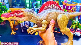 Reviewing Jurassic World Dinosaurs Therizinosaurus Triceratops Dimetrodon Spinosaurus TREX [upl. by Swann]