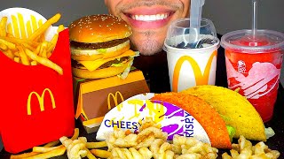 ASMR MCDONALDS VS TACO BELL OREO MCFLURRY CINNAMON TWIST FREEZE BIG MAC FRIES DORITOS TACOS JERRY [upl. by Ilarrold409]