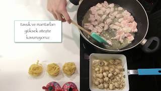 FETTUCCINE ALFREDO TARİFİ  FETTUCCINE NASIL YAPILIR   MANTARLI TAVUKLU MAKARNA [upl. by Nylanaj772]