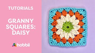 Hobbii Granny Squares Tutorial  Free Crochet Pattern Daisy [upl. by Aneekan]