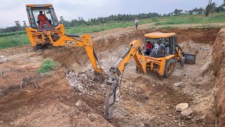 JCB 3DX 2nd Step Breaking Water tank Another JCB Loading Mud in Tractors for Build New Road  Jcb [upl. by Howes]