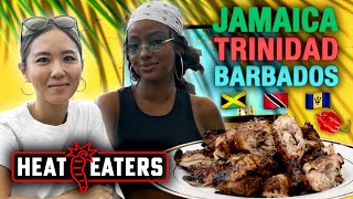 EPIC Caribbean Food Tour SPICY Jerk Chicken Oxtail amp CRAZY Scorpion Pepper Sauce  Heat Eaters [upl. by Moyers]