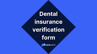 Dental Insurance Verification Form [upl. by Dyna]