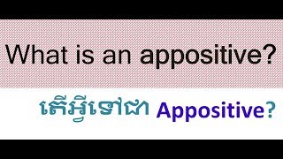 What is an appositive  តើអ្វីទៅជា Appositive [upl. by Yerhpmuh]