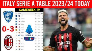 Italy Serie A Table Updated Today EMPOLI vs AC MILAN¦Serie A Table amp Standings 20232024 Gameweek 19 [upl. by Abebi]