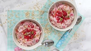 Raspberry Bircher Muesli  Healthy Family Breakfast [upl. by Pinto]