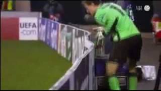 Jens Lehmann urinates during Stuttgart Unirea Urziceni behind ads banner flv [upl. by Savdeep]