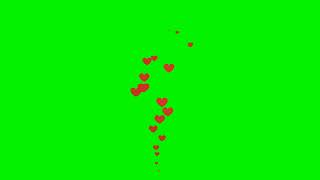 Hearts Green Screen  social media Livestream reactions animated hearts on green screen in 60 fps [upl. by Vivi]