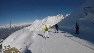 Skiing in Alps Pila Ski resort 27 black track or how Ive lost my knee ligament [upl. by Drofdarb]