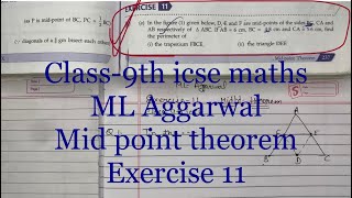 Class9th icse mid point theorem ML Aggarwal Ex 11 maths In figure given below D E and F are mid [upl. by Resarf]