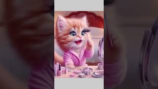 Baby 🥰🥰 kitten first time makeupamazing angelcat cat shortvideo [upl. by Ecirp]