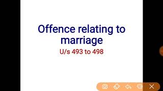 Offence relating to marriage  bigamy  section 493  section 494  section 497  adultery  IPC [upl. by Annauqal]