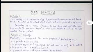 Bed Making Assignment BSc Nursing  Bed Making definition Purpose Principles Procedures [upl. by Aisatnaf430]