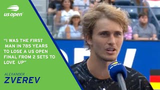 Alexander Zverev OnCourt Interview  2021 US Open Round 2 [upl. by Eilla]