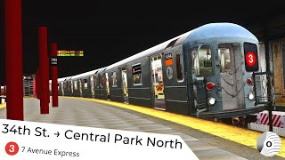 OpenBVE  34th STPENN STATION to CENTRAL PARK NORTH New York City Subway 3 Line [upl. by Ahsieat]