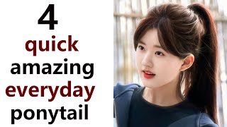 4 best easy ponytail  everyday high pony hairstyle  hairstyle for college [upl. by Mharba101]