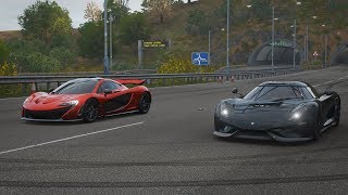 Forza Horizon 4 Drag race Koenigsegg Regera vs McLaren P1 [upl. by Ruthe586]