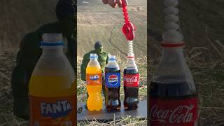 Mentos vs Coke Why is Hulk mad Fanta vs Pepsi vs Cola experiment [upl. by Jillana24]