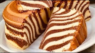 How to Make Easy Zebra Cake at Home  Zebra Sponge Cake Recipe  Marble Cake [upl. by Lraed]