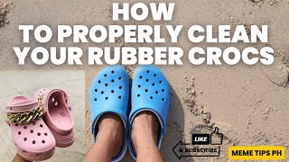 How to properly clean your rubber crocs  Crocs making it lasts [upl. by Sedlik732]