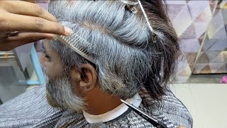 Asmr haircut 💈 old men hair transformers with scissors [upl. by Wahlstrom]