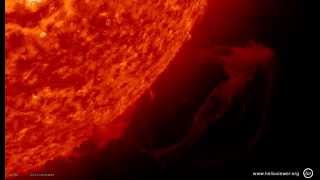 Solar flare  Prominence eruption at the Southwest of the Sun January 9th 2012  Video Vaxc [upl. by Ajssatan304]