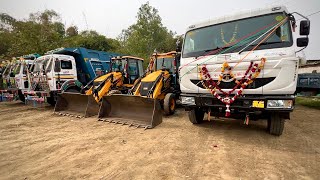 TATA 3530 Tipper bs6 first time work Loading Mud new jcb 3dx TATA 2518 Tipper [upl. by Amick]