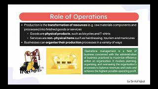 Introduction to Operations Management  Section 4  As Level  Syllabus 2023 [upl. by Dewayne469]