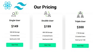 Create Pricing Plan Cards using React JS amp Tailwind CSS [upl. by Enileuqkcaj]