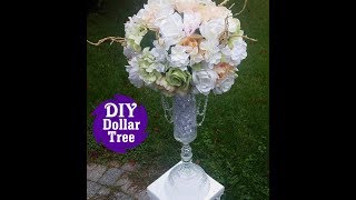 DIY Dollar Tree l Wedding Reception Table Centerpiece l Tall Flower Vase Tutorial [upl. by Arualana]