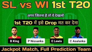 sl vs wi 1st t20 match dream11 prediction  sl vs wi dream11 prediction today  sl vs wi dream11 [upl. by Malloch]