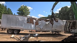 Recycling a 53FT Van Trailer and Demolishing it in the Process [upl. by Eneiluj]