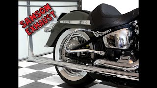 Samson 33quot Chrome Fishtail Exhaust Install on 2021 Harley Davidson Heritage Classic [upl. by Curzon]