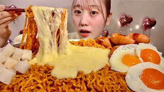 ASMR Buldak Fire Noodles with Cheese【Mukbang Eating Sounds】【English subtitles】 [upl. by Nnyliram]