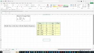 Example of Computing Grouped Mean and Modal Class using MS Excel [upl. by Nrehtac740]