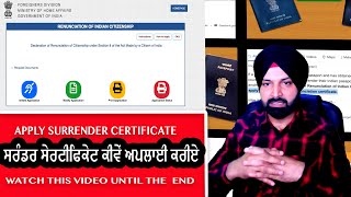 Surrender Certificate Love singh M  Declaration of Renunciation Indian Citizenship [upl. by Yramliw]