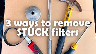 Stuck Oil Filter Removal  3 simple tricks if your oil filter is stuck [upl. by Hoehne]