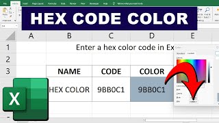 Enter a hex color code in Microsoft Excel [upl. by Asseralc]